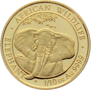 Somalia 100 Shillings 2021 Elefant - 1/10 Unze Feingold